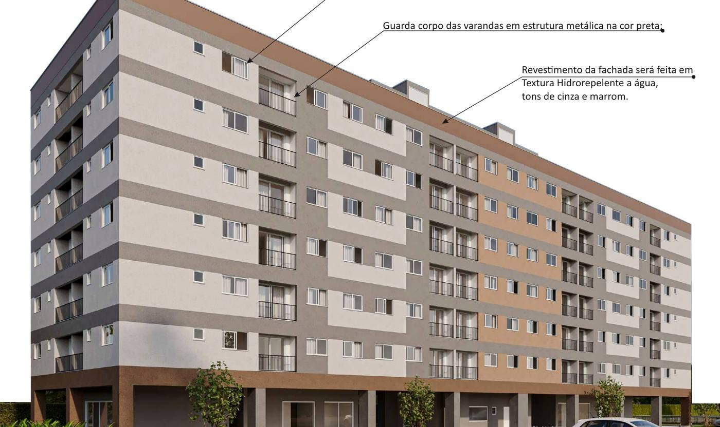Detalhes da fachada do Residencial Torino
